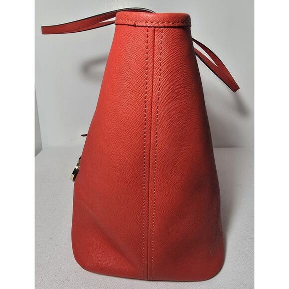 Michael Kors Jet Set Travel Tote Saffiano Leather Tote Red-Orange LG MSRP $278 - Picture 6 of 14